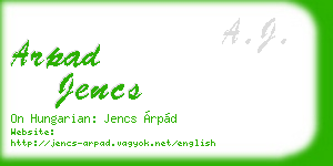 arpad jencs business card